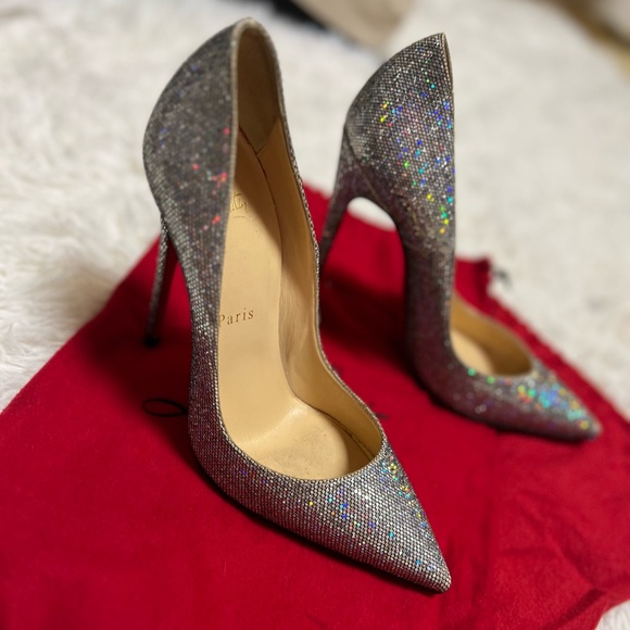 Silver Sparkly Glitter Christian Louboutin Heels - Picture 6 of 8